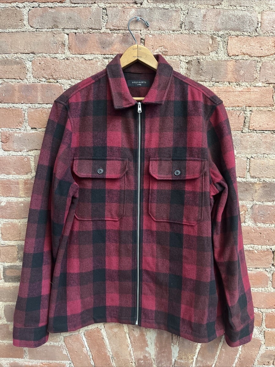AllSaints Men's Zip Shirt Jacket, Sz Large, Buffalo Plaid | eBay