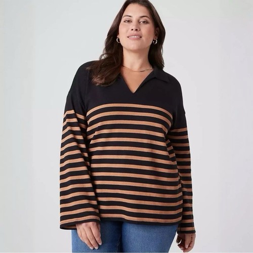 LANE BRYANT Striped Relaxed Long Sleeve Drop Shoulder Sweater 18/20