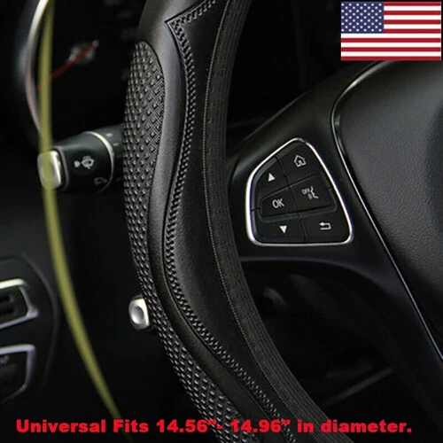 For Ford Car 15'' Black Leather Car Steering Wheel Cover Breathable Anti-slip