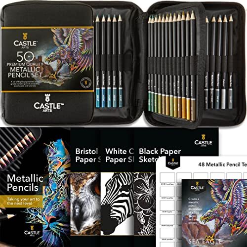 Castle Art Supplies Set di 48 Matite Metalliche Colorate Con Extra | Anime in...