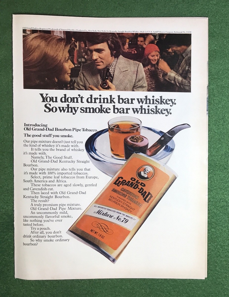 vintage 1970s magazine ad OLD GRAND-DAD pipe tobacco smoking smoker