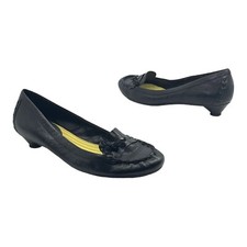 Vintage 90s Y2K NINE WEST Womens 10 Leather Kitten Heel Loafers Moccasins Pumps