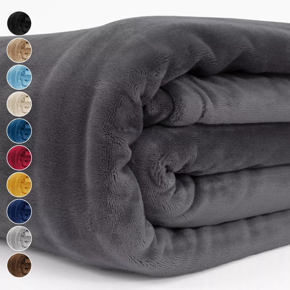BEST STYLE LINENS Extra Large Fleece Blanket Super Soft Reversible Bed Sofa Throw Double & King