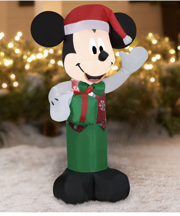 Gemmy 3.5-Foot Mickey Mouse Inflatable - Christmas Snowflake Sweater Outdoor Decoration