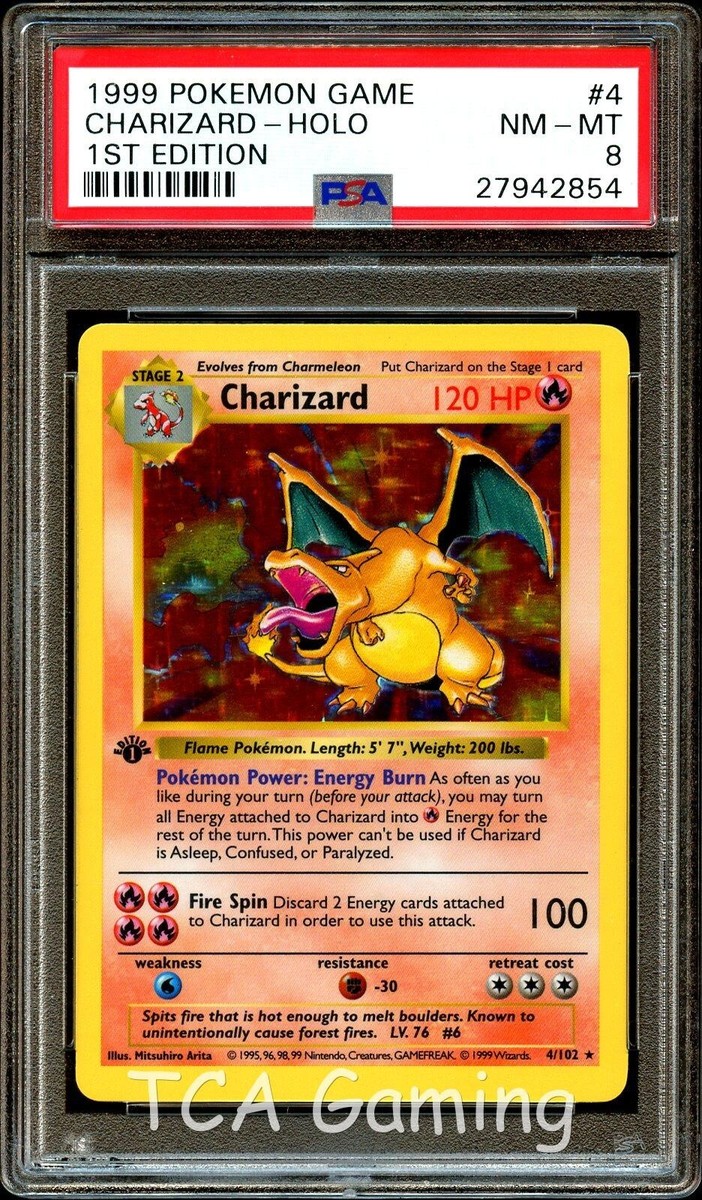 ポケモン - Charizard 1ED 4/102 Energy burn pokemon PSA 8 NM-MINT Charizard 4/102 1ST EDITION Base Set HOLO RARE