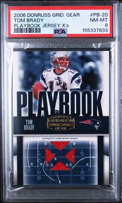 2006 Donruss Gridiron Gear Playbook Jersey O's Tom Brady X'S 223/250 PSA 8 POP 4