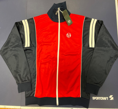 SERGIO TACCHINI Mens Fjord Navy/Red Satin Tennis Track Jacket L/XL (46-48) NWT