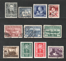 Austria, 1934-37,  Scott #s 374 | 389, Used, Commemoratives, 11 Different