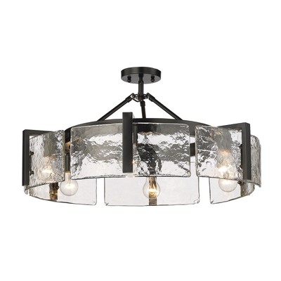 Golden Lighting 3164-6SF HWG Aenon 6 Light 28''W Semi-Flush - Black