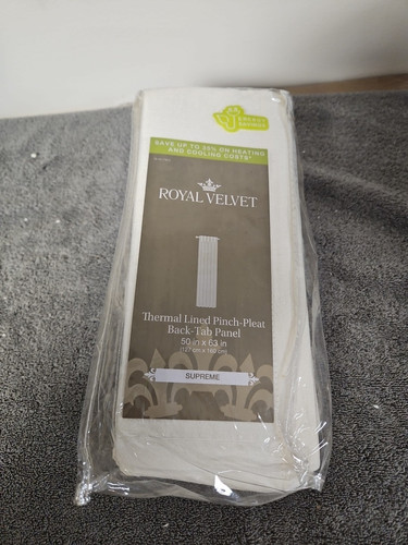 JCP Royal Velvet Supreme Thermal, Cream, Pinch Pleat Back Tab Panel 50'x63' - Picture 1 of 3