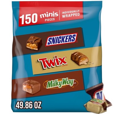 Snickers, Twix & Milky Way Minis Assorted Chocolate Candy Variety Pack