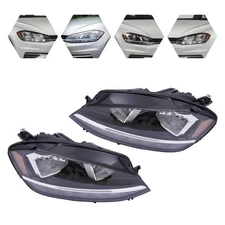 Pair For 2018-2020 Volkswagen Golf & GTI Halogen Headlights Assembly Left &Right
