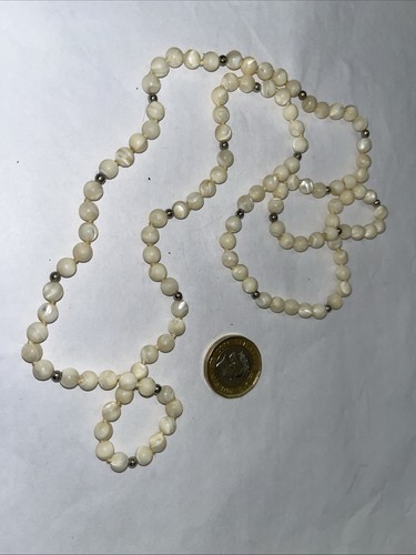 Long Vintage Retro Mother Of Pearl Beaded Necklace In & Flapper Style - Picture 6 of 12