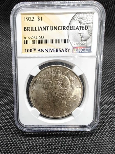 💥 1922 BU Peace Silver Dollar NGC BRILLIANT UNCIRCULATED US $1 Coin.Beautiful!