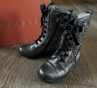 CLARYS Girls Glitter Lace-Ups Leather Boots In Pewter EURO 26/US 9.5 EUC — photo 1