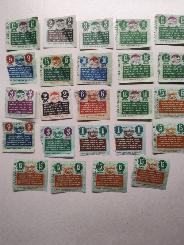 OHIO STATE SALES TAX STAMPS - Lot Of 24 - Many Different Denominations