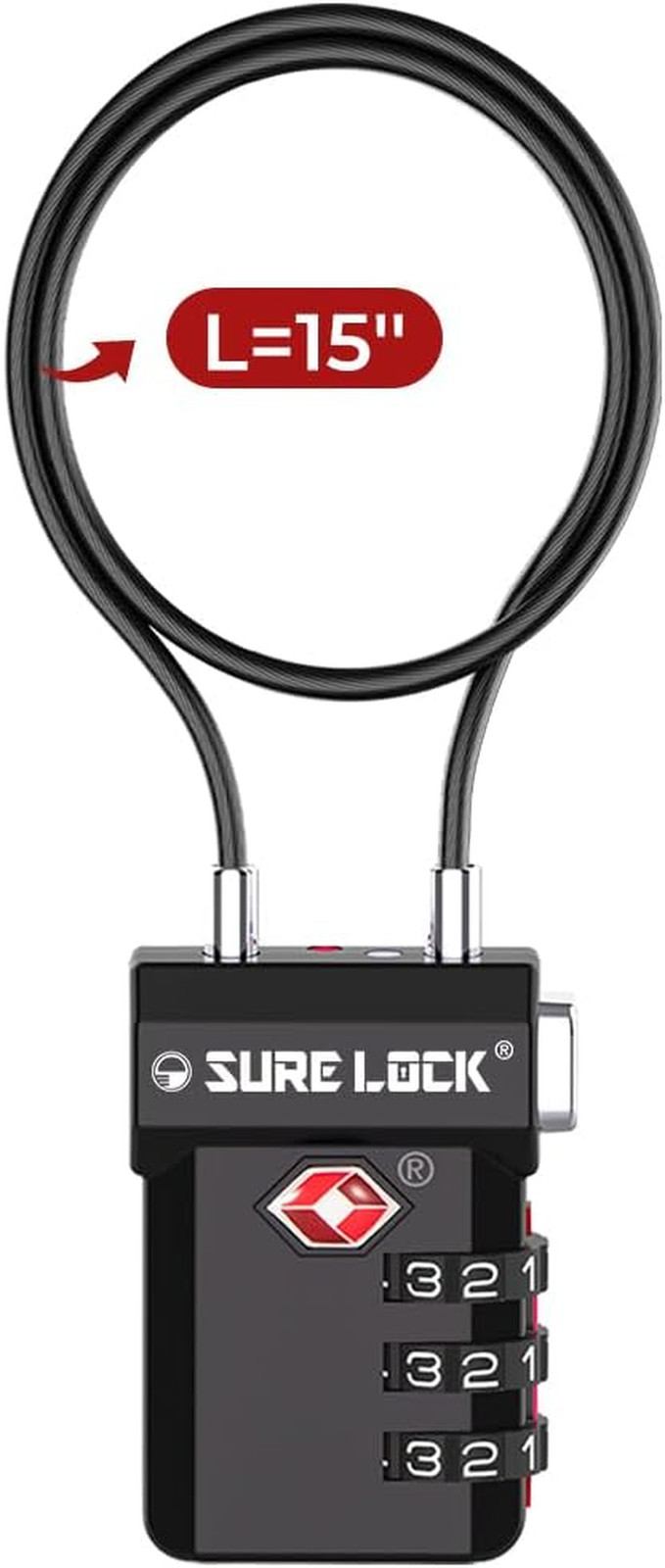 Locks &ndash; 3-digit Combination Cable Lock With Red I