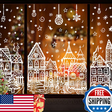 Diydec 15.7 27.5 Large Christmas Window Stickers 4 Sheets White House Xmas