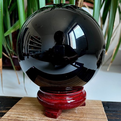 Bola de cristal de obsidiana natural de alta calidad de 6,21 lb como espécime espiritual curativo - Imagen 22 de 23