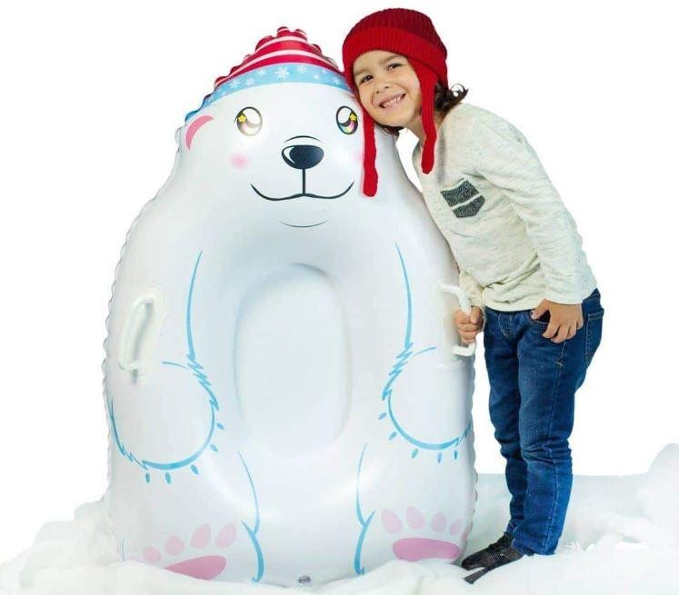 SnowCandy 37" Polar Bear Inflatable Snow Sled White