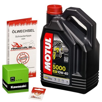 Kawasaki Ninja ZX6R, 07-15, ZX600P ZX600R Motul 10w40 Öl OEM Ölfilter Set