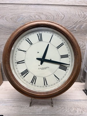 Vintage E. Howard & Co. Boston Oak Gallery Clock 14  - Original Slave Movement