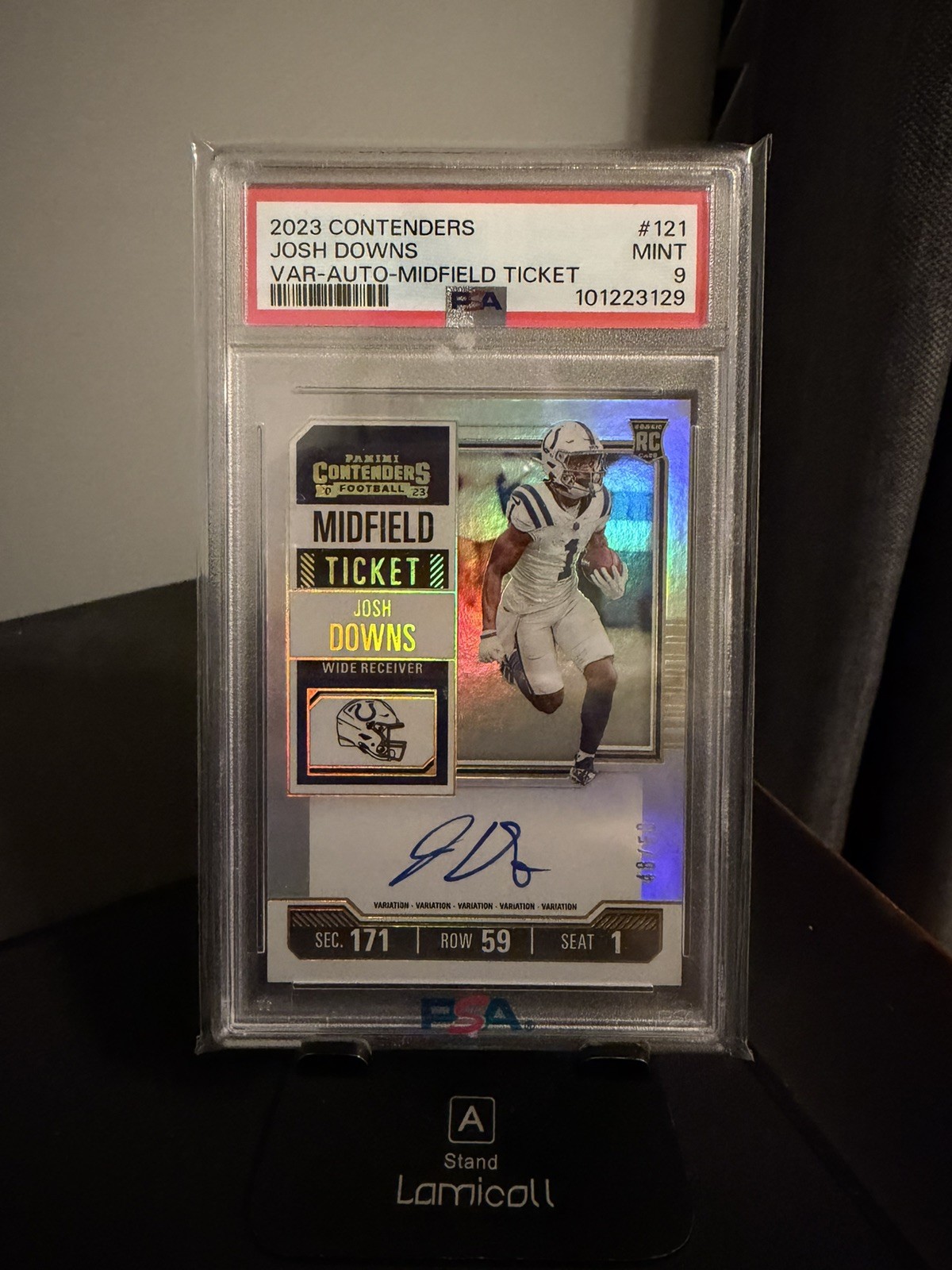 2023 Contenders Rookie Auto RPS Variation Josh Downs #121 Midfield Ticket /50