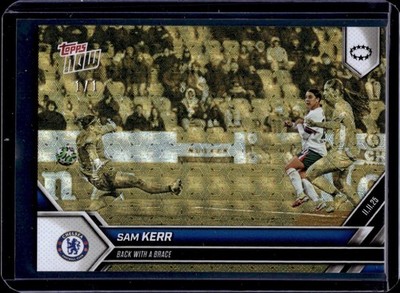 2025 Topps Now UWCL Superfractor 1/1 #7 Sam Kerr with Brace Chelsea Foilfractor