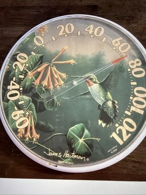 VINTAGE James Hautman Hummingbird Hanging Thermometer - Chaney instrument Co USA
