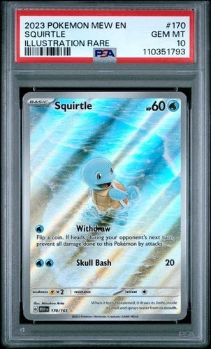 Squirtle 170/165 Pokemon 151 English  Illustration Rare GEM MINT PSA 10