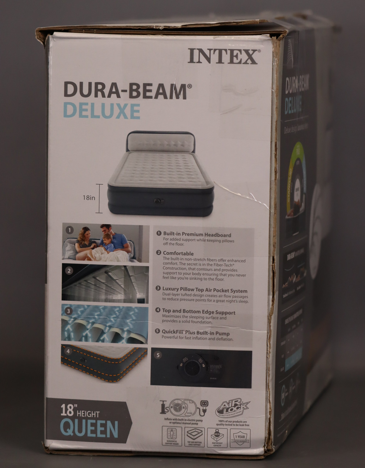 Intex Dura-Beam Deluxe  Air Mattress with Built-In Pump and Headboard -- Queen