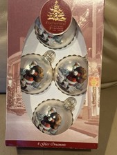 1 Box Of 4 Enchanted Forest Glass Bulbs Santa Made In The USA Christmas