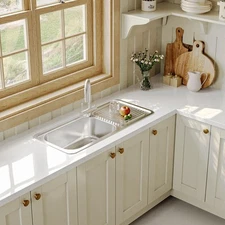 Naiture 38" Drop-In Stainless Steel Kitchen Sink, Single Bowl with Drainboard