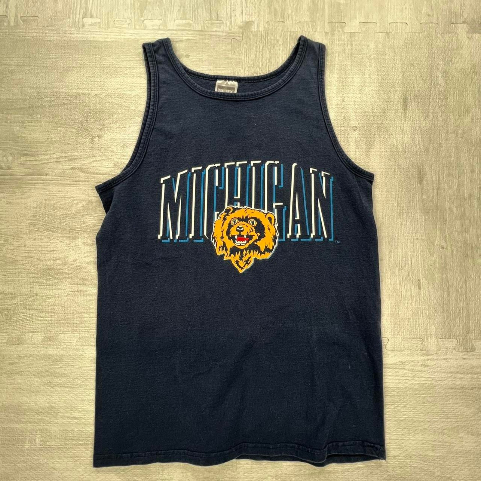 Vintage 90s Michigan Wolverines Sleeveless T-Shirt Size: L Blue Yellow NCAA
