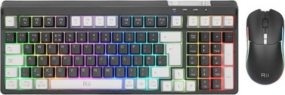 Rii RK301 2.4G + Bluetooth Wireless Tastatur und Maus Set mit 7 Hintergrundbeleuchtung... 