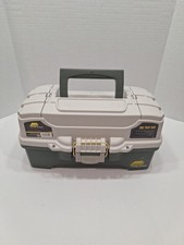 Plano 1-Tray Tackle Box w/ Dual Top Access  Brass Latch - Forest Green/Beige