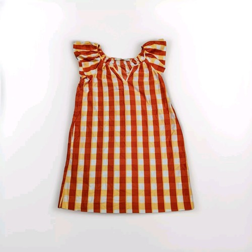 Marie Oliver V-neck Gingham Silk Blend Dress Boho Southwest Spring Size Small - Picture 2 of 10