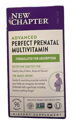 New Chapter Advanced Perfect Prenatal Multivitamin - 96 Veg Tabs Exp 11/26 NEW