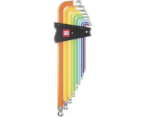 Inbus® 70273 Winkelschraubendreher Set 9Tlg., 1.5–10Mm, Mit Colorgrip Bunt & Kug-image