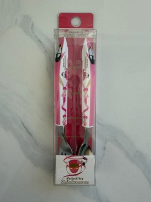NEW Hello Kitty Shinkansen train children fork spoon set pink *Made in Japan*