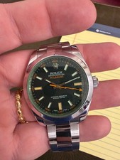 EXCELLENT - ROLEX 116400GV MILGAUSS WATCH BLACK DIAL GREEN CRYSTAL 3