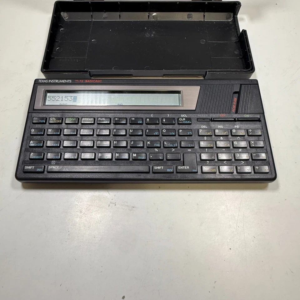 Texas Instruments TI-74 BASICALC Calculator with Outer Case 1985 Tested Working - Image 2 of 4