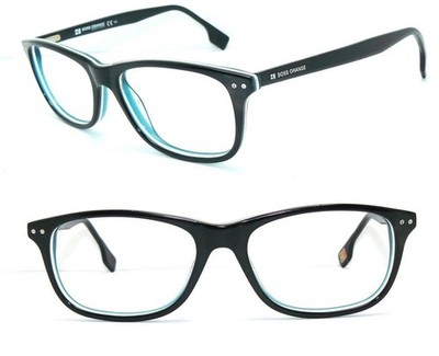 HUGO BOSS BRILLE SCHWARZ BLAU WEISS BO 0056 FASSUNG HERREN GESTELL DAMEN ETUI