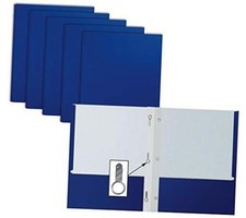 Blue Paper 2 Pocket Folders with Prongs, 50 Pack, by , Matte Texture, Letter