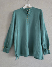 Damen Feinstrick Pullover Gr.48 Grün V-Aussc...