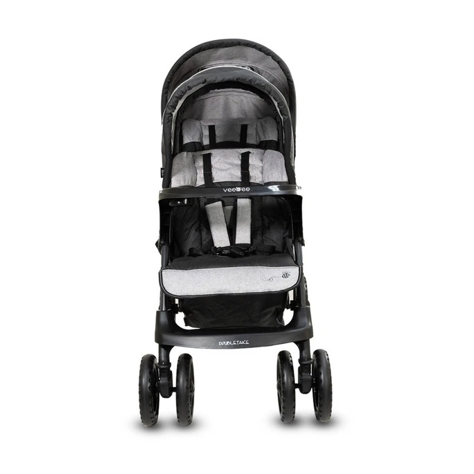Veebee Doubletake Tandem Stroller For Two Compact Fold Pram Salt N Pepper - image 4 of 4
