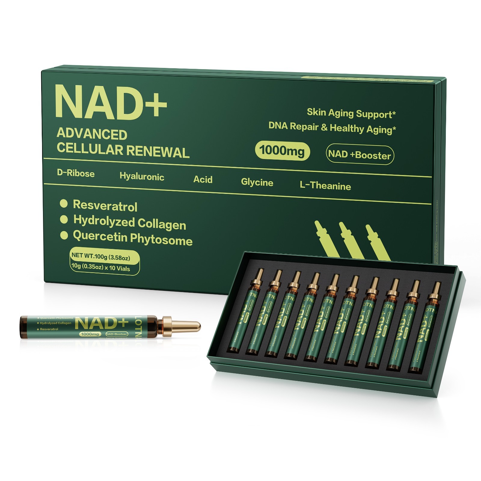 NAD+ anti-âge avec resvératrol pour stimuler l'énergie et le focus