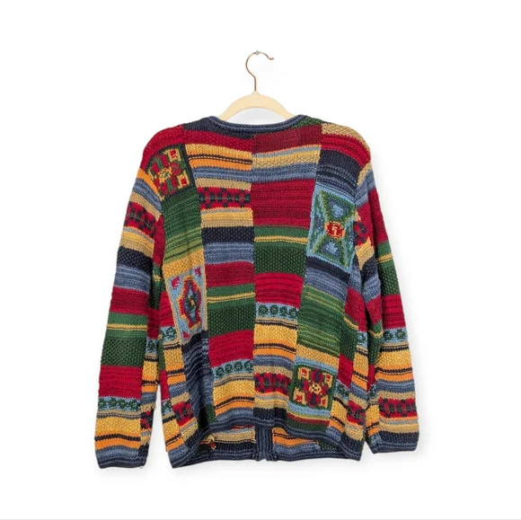 Northern Isles Multicolor Patchwork Cardigan Swea… - image 2