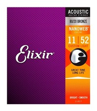 Elixir Nanoweb Acoustic 80/20 Bronze Strings Custom Light 11-52 264 COUNT BUNDLE