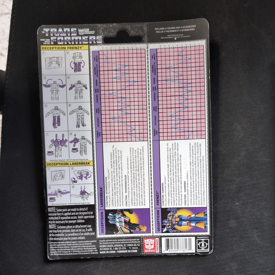 FRENZY LASERBEAK HASBRO DECEPTICONS TRANSFORMERS 2018 G1 REISSUE NOC SEALED - Image 2 of 2
